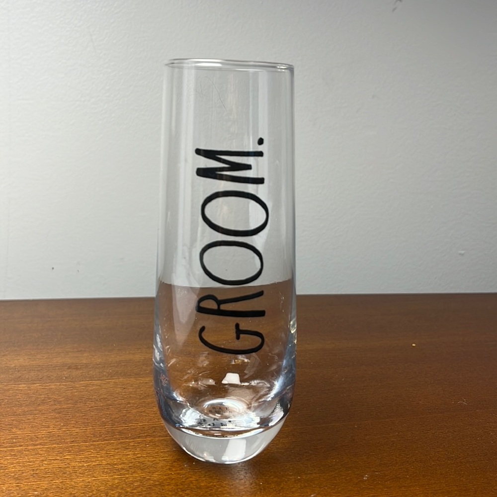 Rae Dunn Groom stemless champagne glass